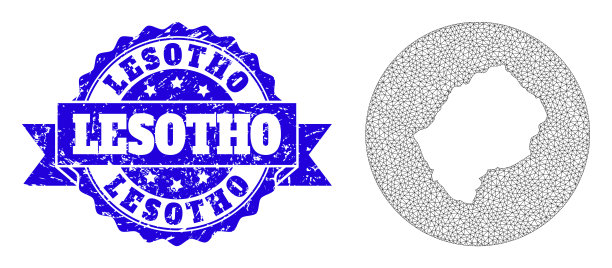 莱索托2d网格圆模板地图图片下载
