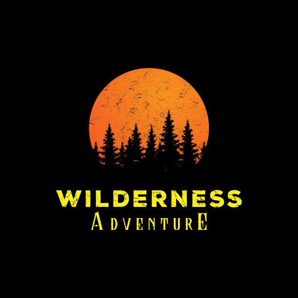 月亮日落与松树林的剪影图片下载