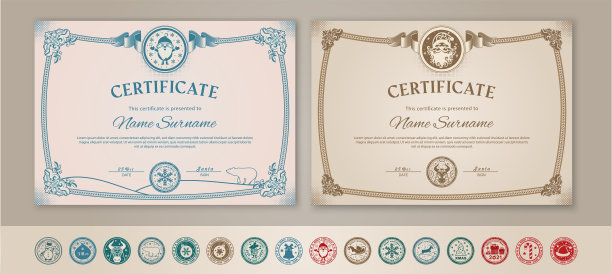 古老童话般的圣诞证书。圣诞老人邮票，公牛肖像图片下载