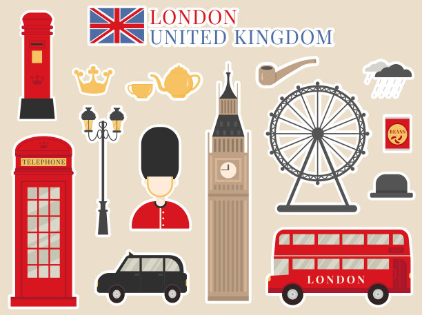 平面贴纸包装设置文化符号图片下载