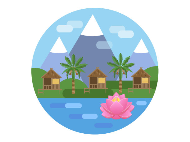 圆形海报热带周末图片下载