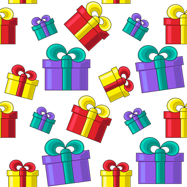 无缝矢量模式与彩色包装礼物图片下载