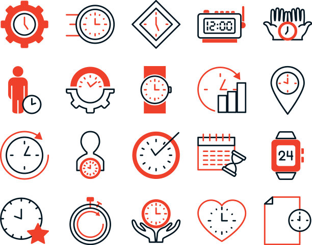 时钟和时间图标设置半线半色图片下载