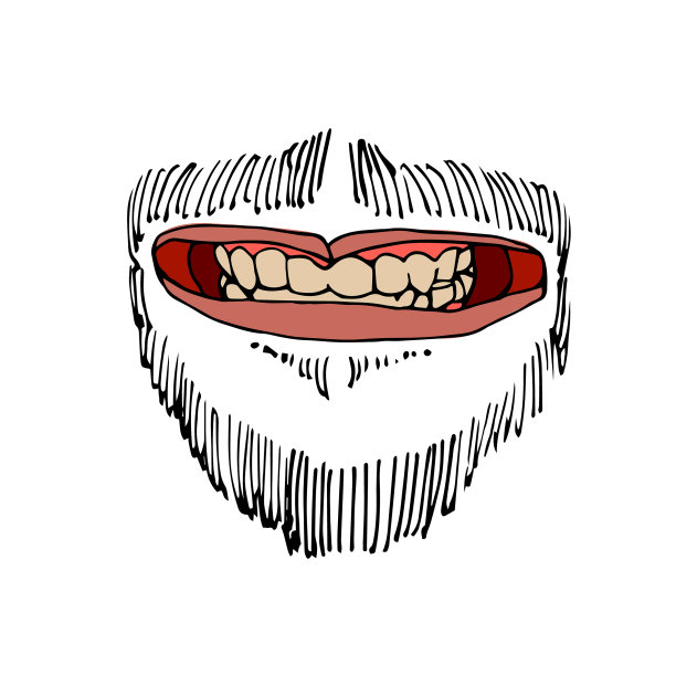 男性咧着嘴，长着牙齿，留着胡子图片下载