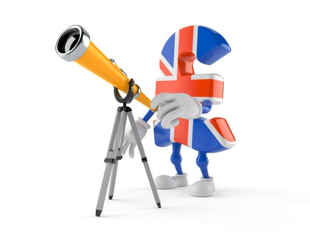 英镑货币字符通过望远镜看图片下载