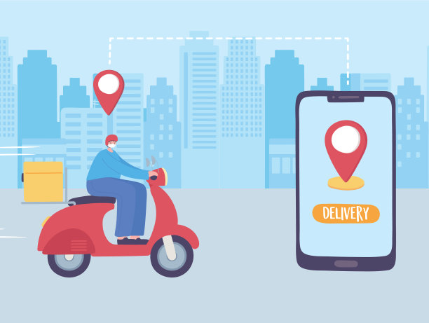 骑滑板车的在线快递员图片下载