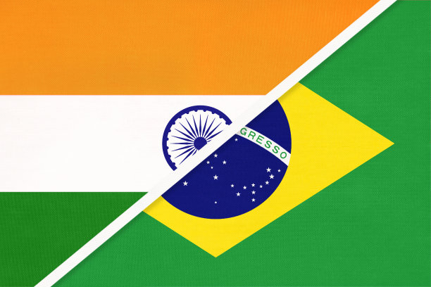 印度和巴西国旗的象征来自纺织品。图片下载