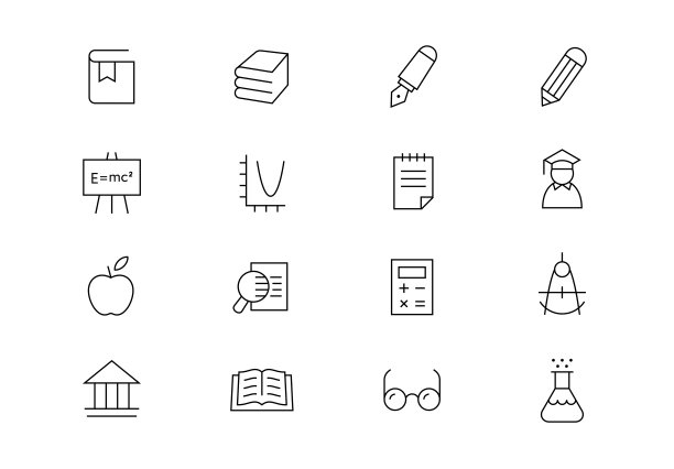 教育细线矢量图标。可编辑的中风图片下载