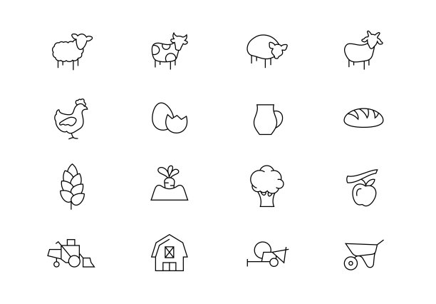 农场细线矢量图标。可编辑的中风图片下载
