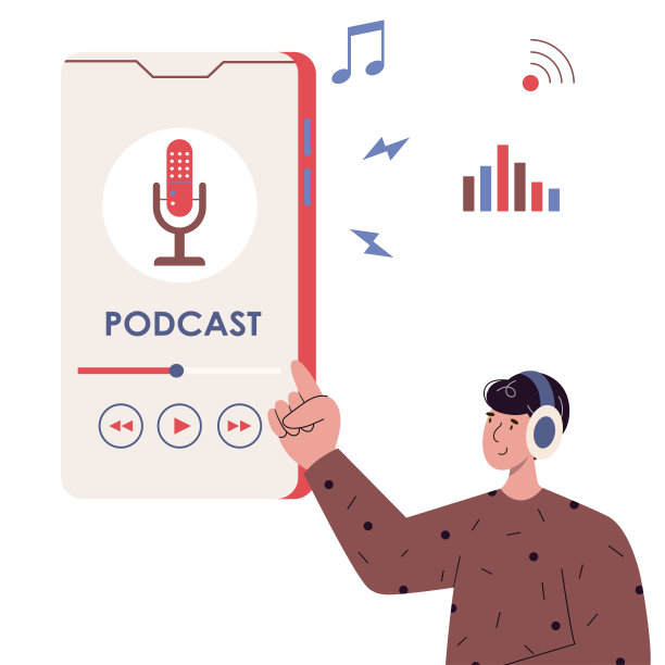 男人用智能手机听播客图片下载