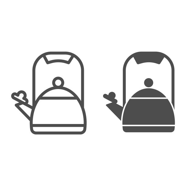 茶壶线和固体图标厨房用具图片下载