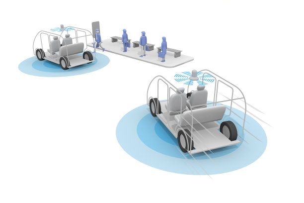 一辆完全无人驾驶的出租车。乘坐自动驾驶出租车。一辆没有司机的车。图片下载