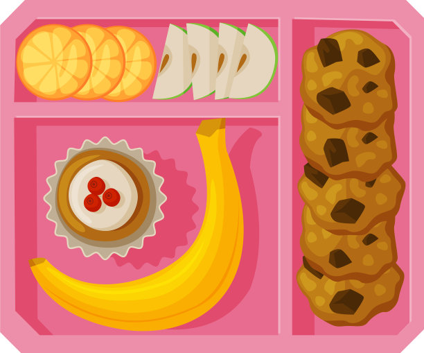 餐盘里装满了香蕉，小蛋糕，苹果和图片下载