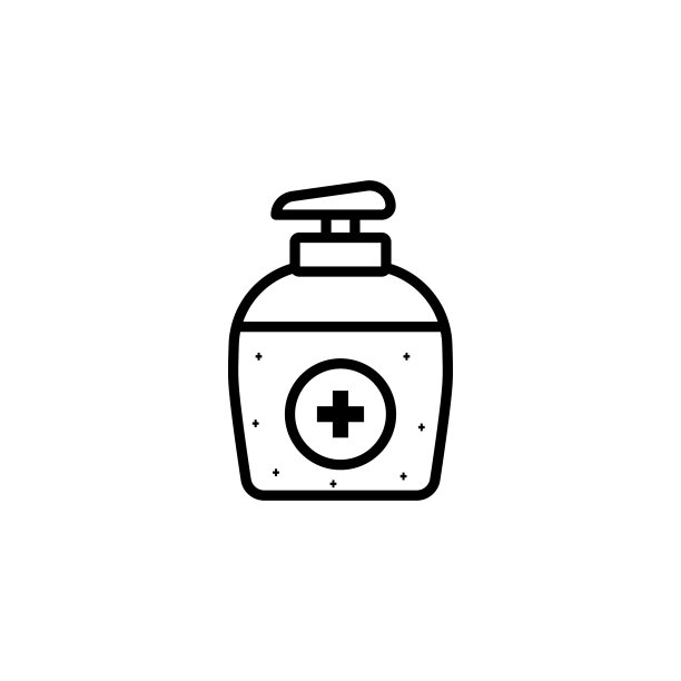 用消毒洗手液清洁手部线条图标图片下载