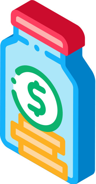 硬币在罐子等距图标图片下载