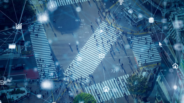 社会和技术。通信网络。数字转换。素材图片