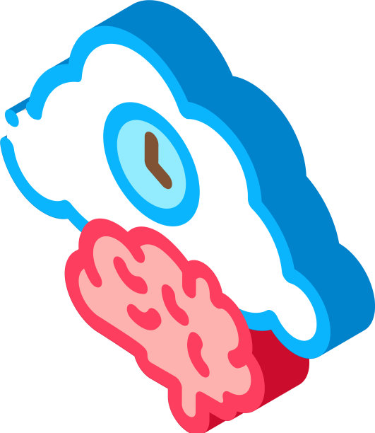 脑云时钟等距图标图片下载