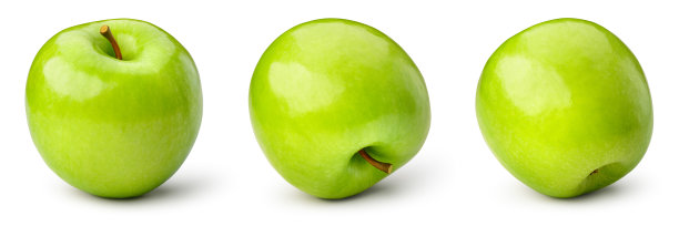 青苹果集孤立。白色背景上的苹果。青苹果收集。剪切路径。图片下载