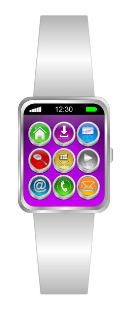 白色智能手表与不同的功能按钮- 3D插图图片下载