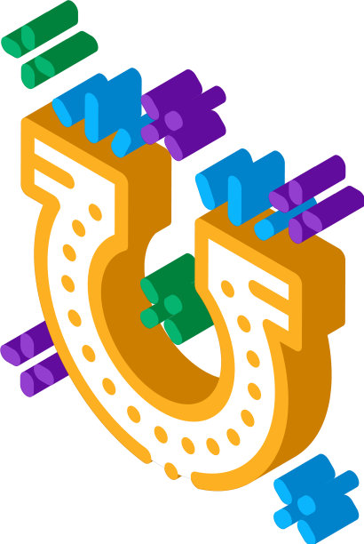 象征好运的马蹄铁等距图标图片下载