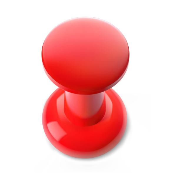 真实的红色图钉大头针隔离在白色背景。图片下载