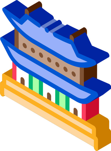 韩国建筑等距图标图片下载