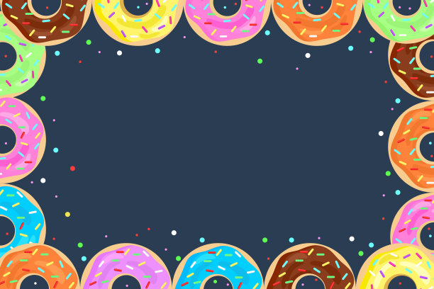 甜甜甜圈孤立在黑色背景。图片下载