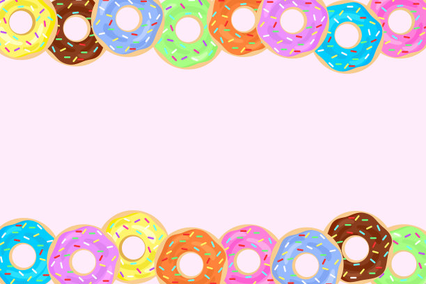 甜甜甜圈孤立在粉红色的背景。图片下载