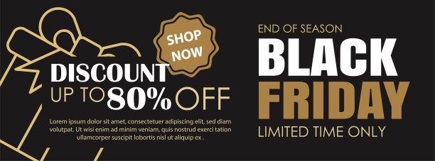 黑色星期五销售广告横幅金色和黑色背景模板。用于封面，卡片，传单，优惠券，代金券，海报和所有媒体。图片下载