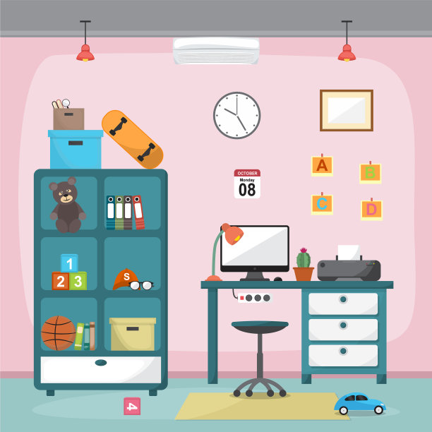 学生儿童学习书桌桌子室内房间图片下载