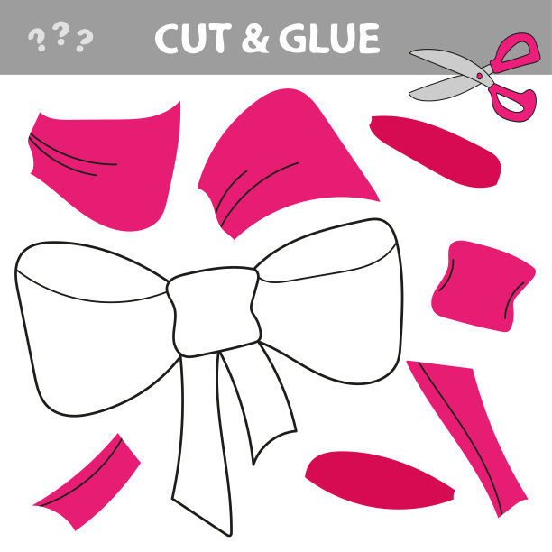 儿童教育纸游戏，弓。使用剪刀和胶水图片下载