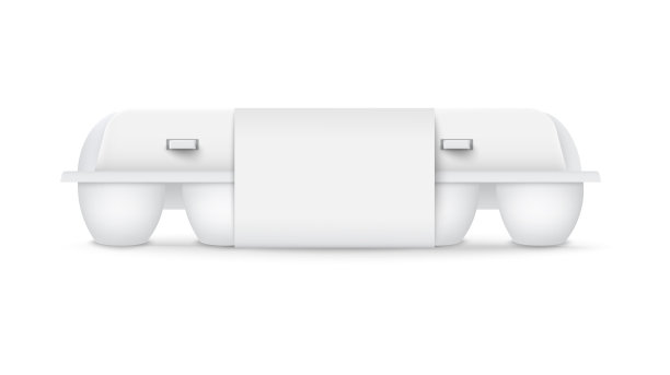 在鸡蛋托盘上的侧视图与标签现实的模型矢量插图隔离。图片下载