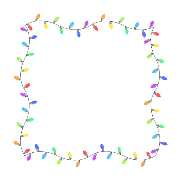 水彩圣诞花环方形框架孤立的白色背景图片下载