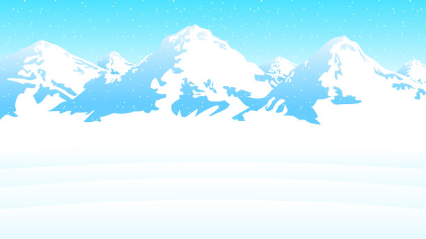 冬季背景与山脉雪花矢量设计风格的自然景观图片下载