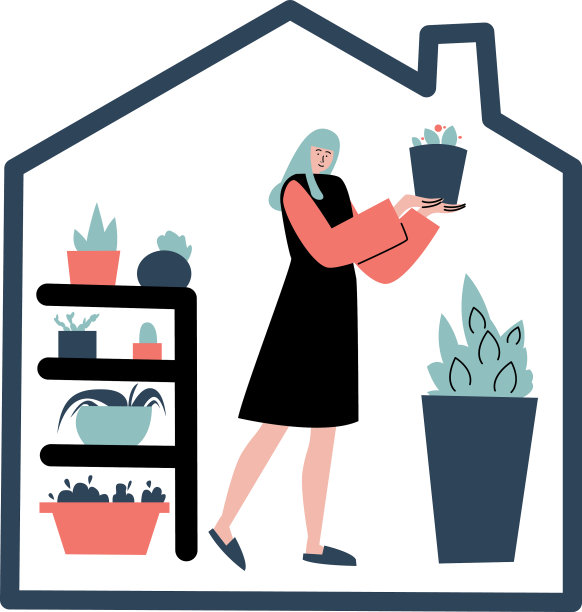 照顾和搬运绿色植物的妇女图片下载