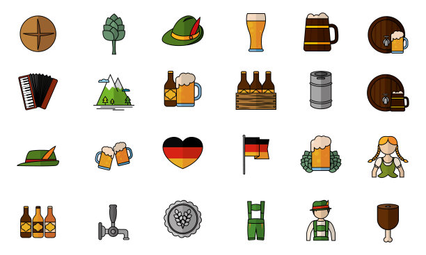 孤立设置十月节日图标图片下载