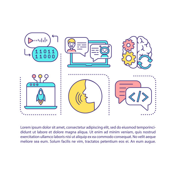 机器学习概念图标与文本图片下载