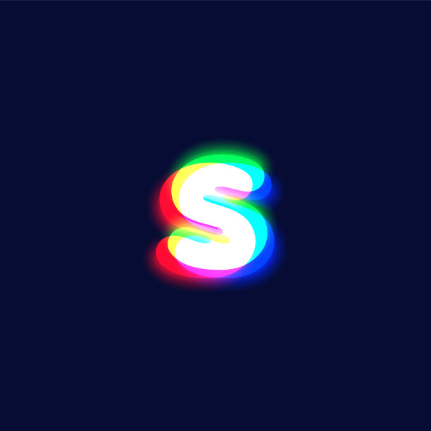 逼真的色差字符's'从字体，矢量插图图片下载