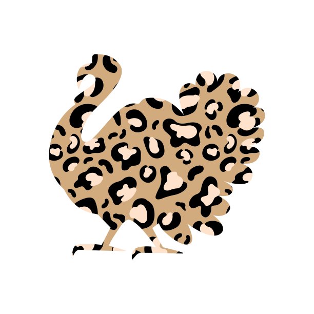 土耳其剪影与豹纹孤立的白色背景。矢量平面插图。图片下载