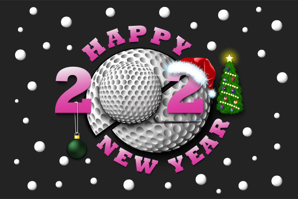 2021年新年快乐，高尔夫球快乐图片下载