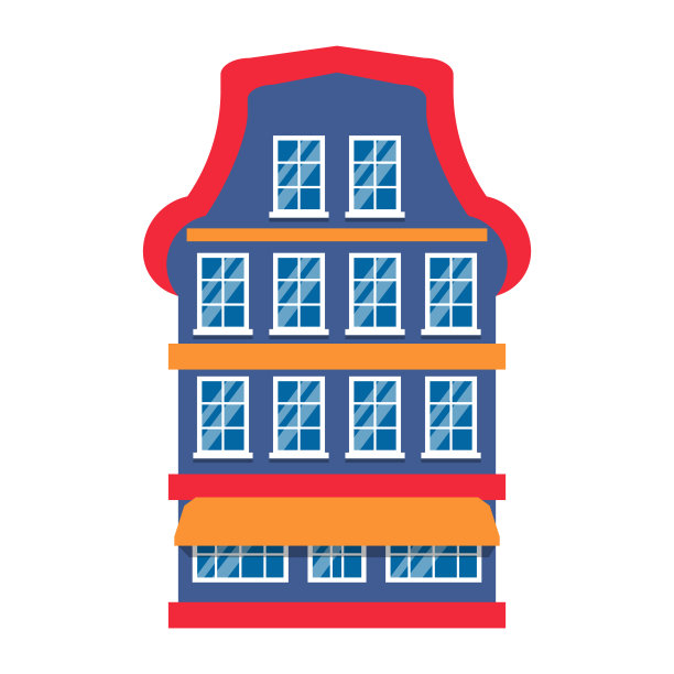 卡通特写房子彩色阿姆斯特丹矢量图片下载