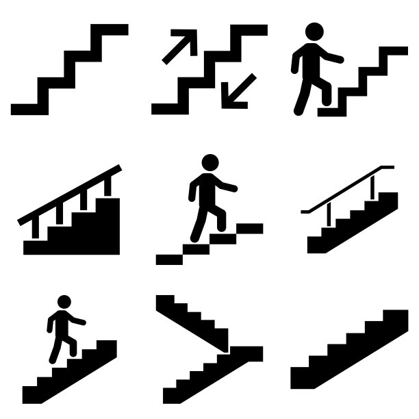 楼梯图标，标志孤立的白色背景图片下载