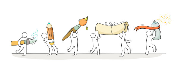 办公用品套装与工作人员。图片下载