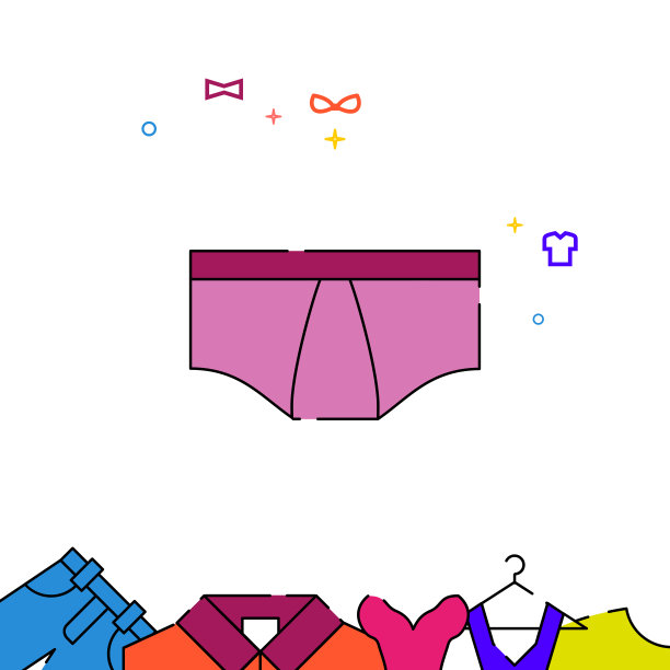 男士内裤填充线条图标，服装简单插图图片下载