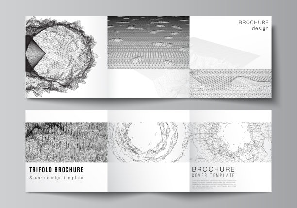 矢量布局的方形封面模板为三层宣传册，传单，杂志，封面设计，书籍设计，封面。抽象的三维数字背景的未来最小化技术概念设计。图片下载