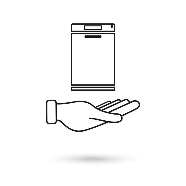 手持式洗碗机平线图标。家用电器的迹象。矢量图图片下载
