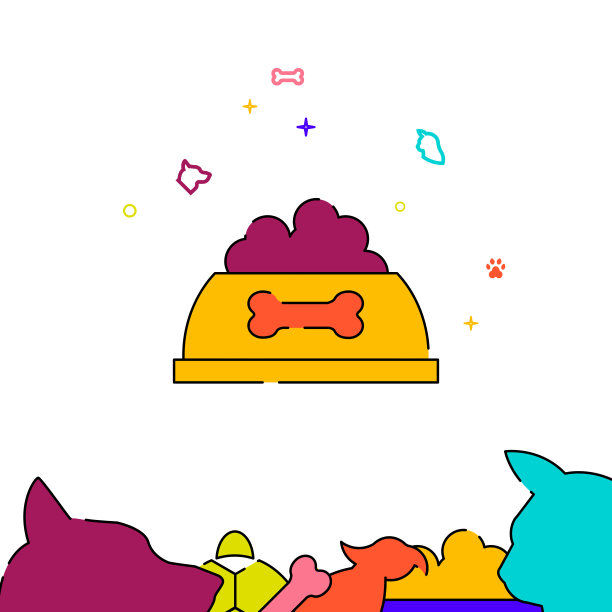 狗粮在碗中填线图标，简单说明图片下载