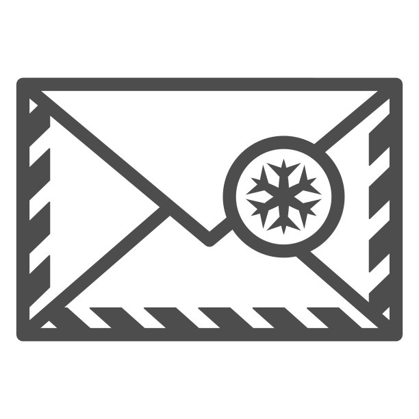 信封与雪花线图标，新年概念，信圣诞老人签名在白色的背景，圣诞和新年问候的象征在轮廓风格的移动，网络。矢量图形。图片下载