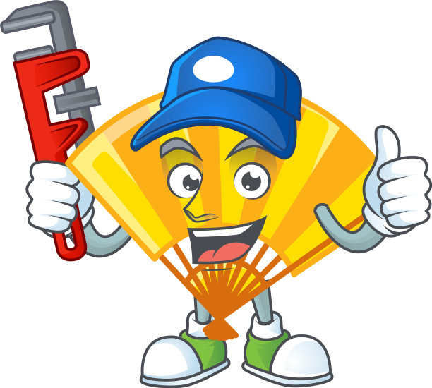 吉祥物上的水管工金折扇图片下载