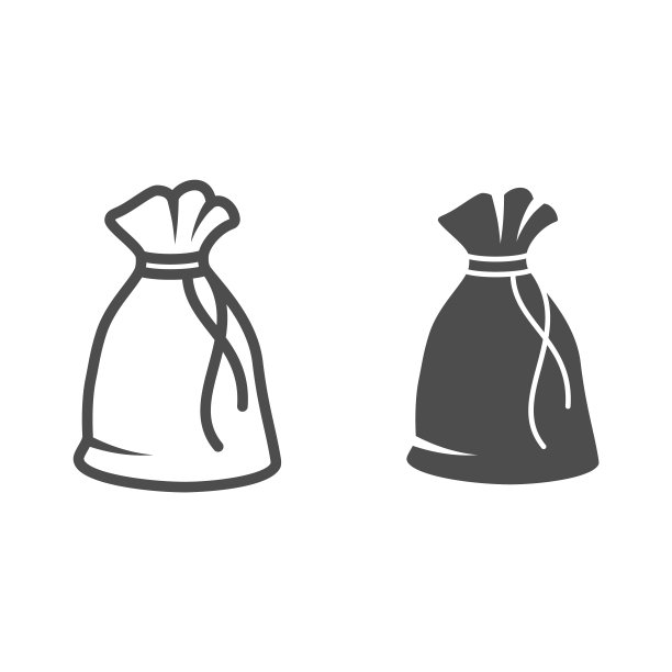 圣诞老人袋图标线和固体图标，新年概念，礼品袋标志在白色的背景，圣诞老人袋图标在轮廓风格的移动概念和网页设计。矢量图形。图片下载